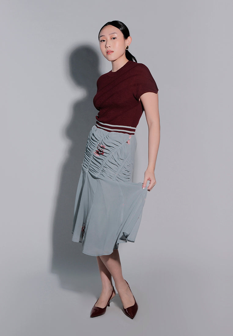 Holiday 2025 Jitters Short Sleeve Dress (Maroon/Mint)