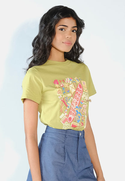Culturatees Kultura Short Sleeve Shirt Top (Lime)