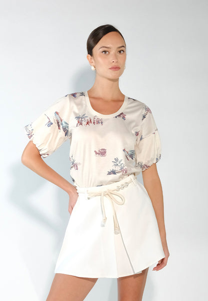 Sari- Sari Laoag Short Sleeve Shirt Top (Printed Cream)