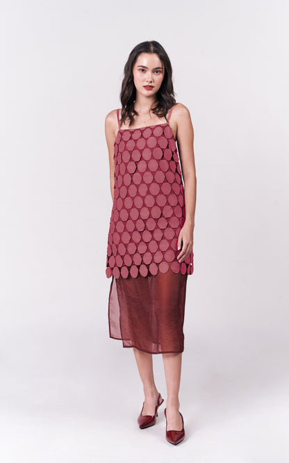 Holiday Dresses Lava Sleeveless 2-In-1 Dress (Burgundy)