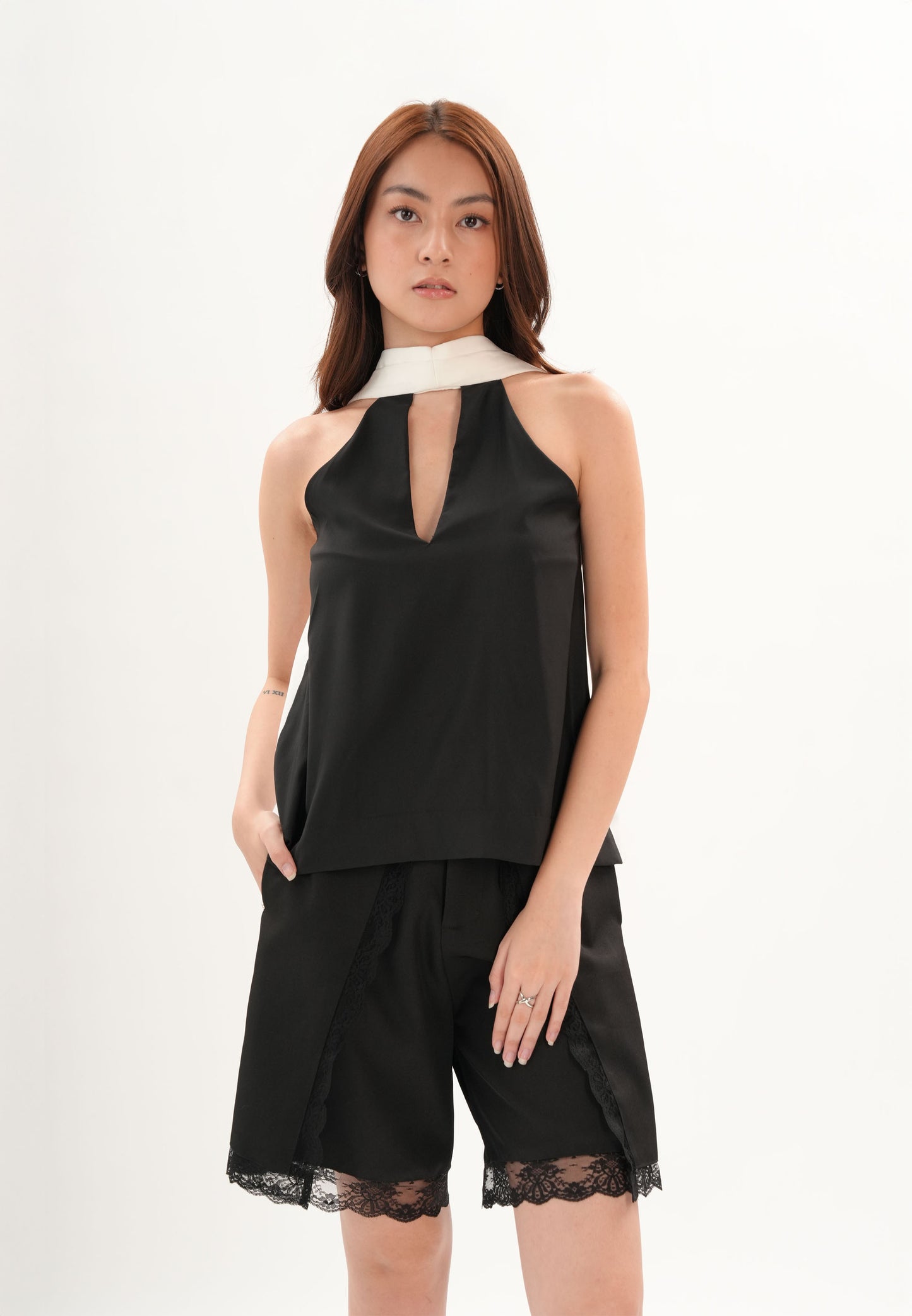Archetype Refined Lucent Sleeveless Top (White/Black)
