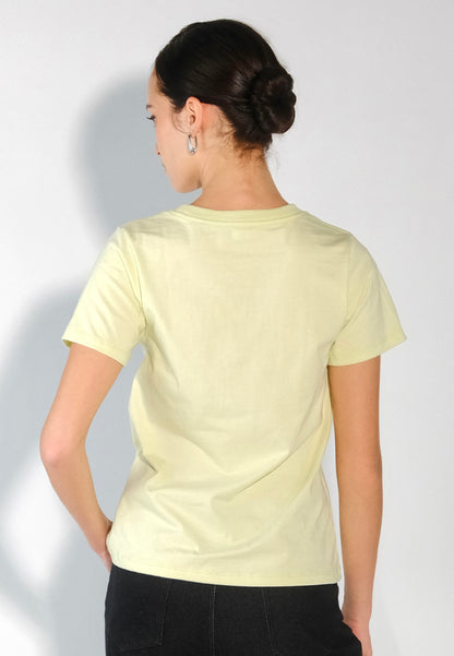 Culturatees Maritess Short Sleeve Shirt Top (Light Yellow)