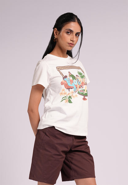 Summer Tees 2026 Milena Short Sleeve Shirts Top (White)
