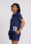 Archetype Summer Essentials Monroe Short Sleeve Top (Spot Print Navy)