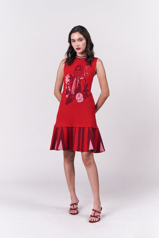 Holiday Dresses Morrocan Sleeveless Dress (Red)