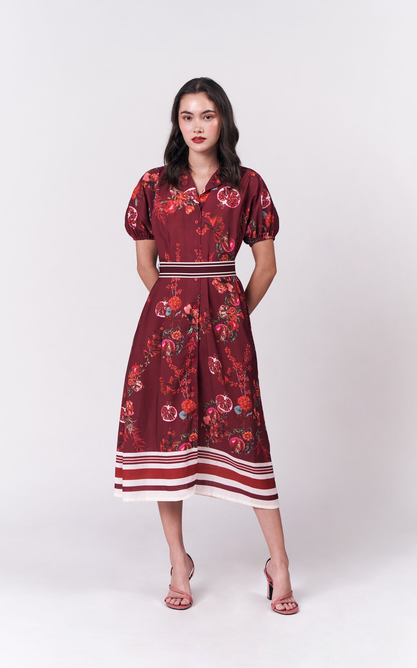 Mulberry Short Sleeve Dress (Burgundy)