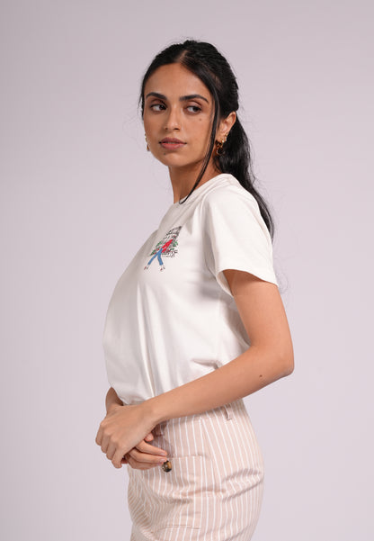 Summer Tees 2026 Odesa Short Sleeve Shirt Top(White)