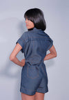 DNM Studios x Raxenne Pedilum Short Sleeve Playsuit (Mid.Blue)