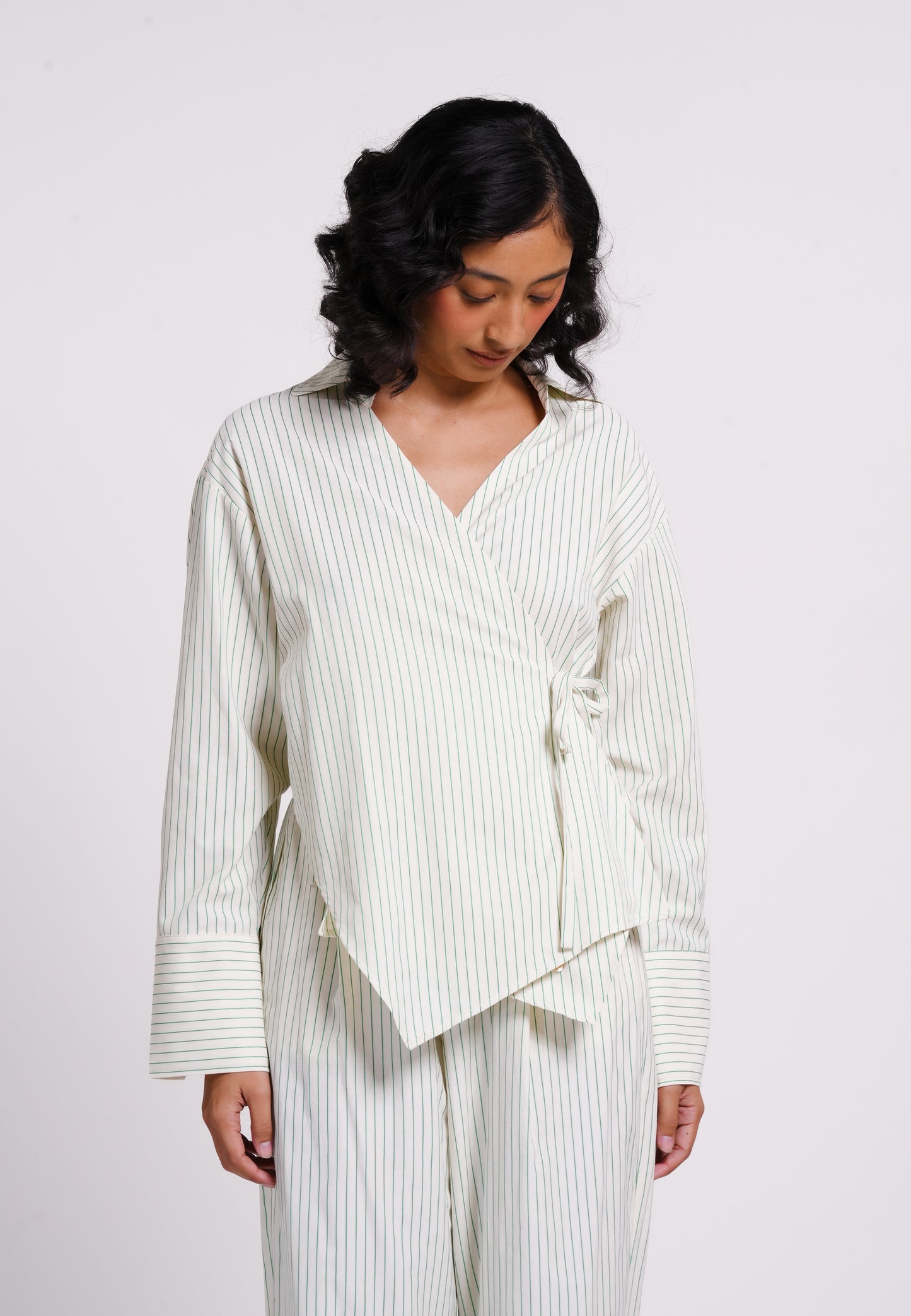 Archetype Summer Essentials Quanna Long Sleeve Top (Striped Green)