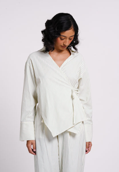 Archetype Summer Essentials Quanna Long Sleeve Top (Striped Green)