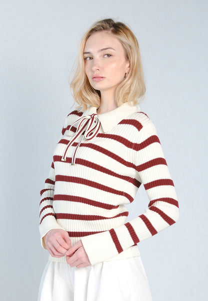 Raf Dara Long Sleeve Top (White/Rust)