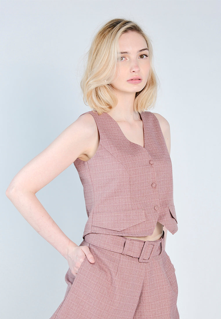 Raf Fara Sleeveless Vest Top (Dusty Rose)