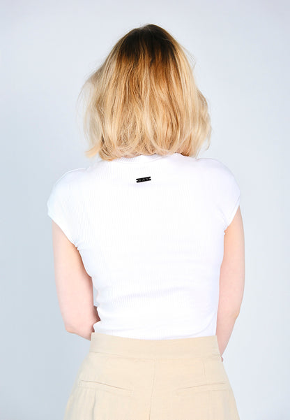 Raf Floyd Short Sleeve Bodysuit Top (White)