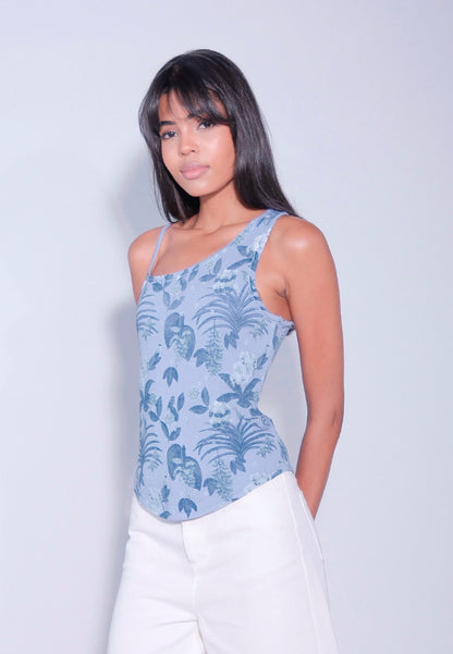 DNM Studios x Raxenne Sampaguitas Sleeveless Top (Printed Blue)