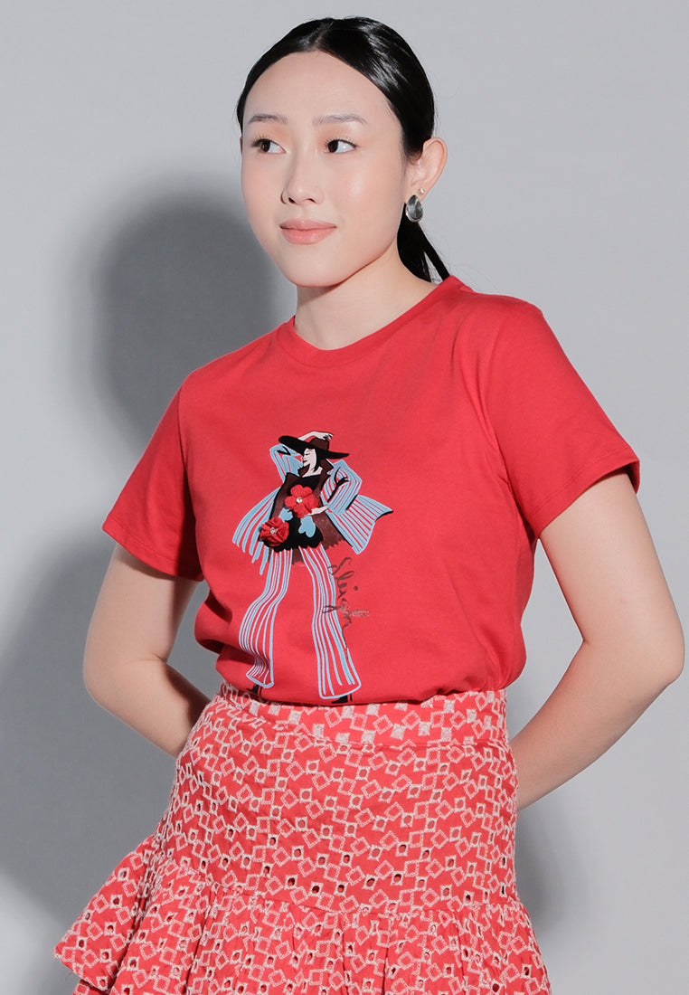 Holiday Tees 2025 Sleigh Short Sleeve Shirt Top (Red)