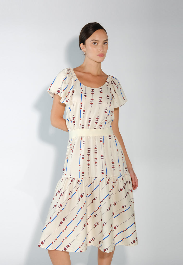 Sari- Sari Sorsogon Short Sleeve Dress (Cream)