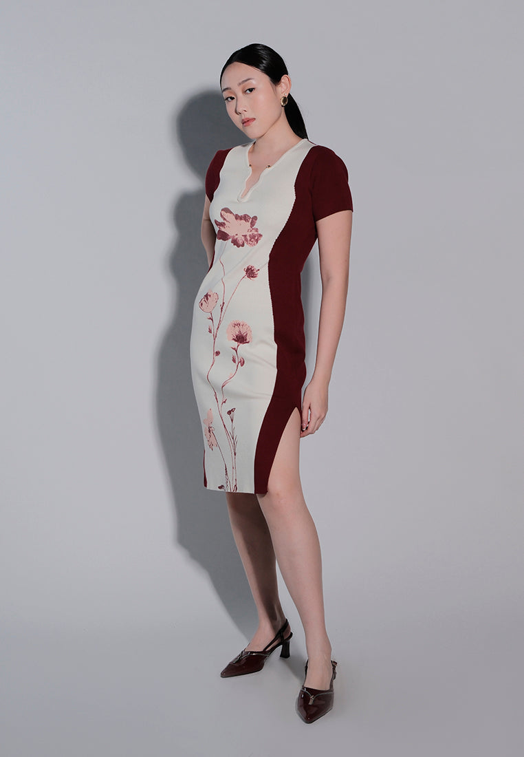 Femina The Mystic Short Sleeve Dress (Printed Beige)