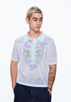 Plains & Prints x Randolf Tulip Barong Knit Short Sleeve Top (Light Blue)