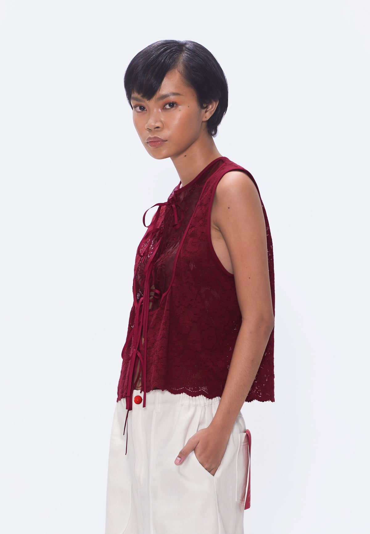 Plains & Prints X Randolf Wave Sleeveless Vest (Oxblood)