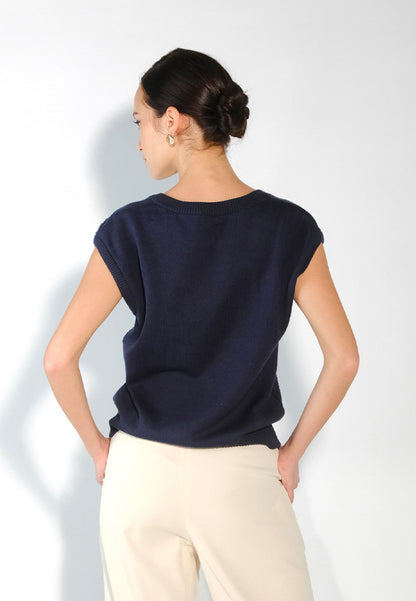 Sari- Sari Allona Short Sleeve Top (Navy)