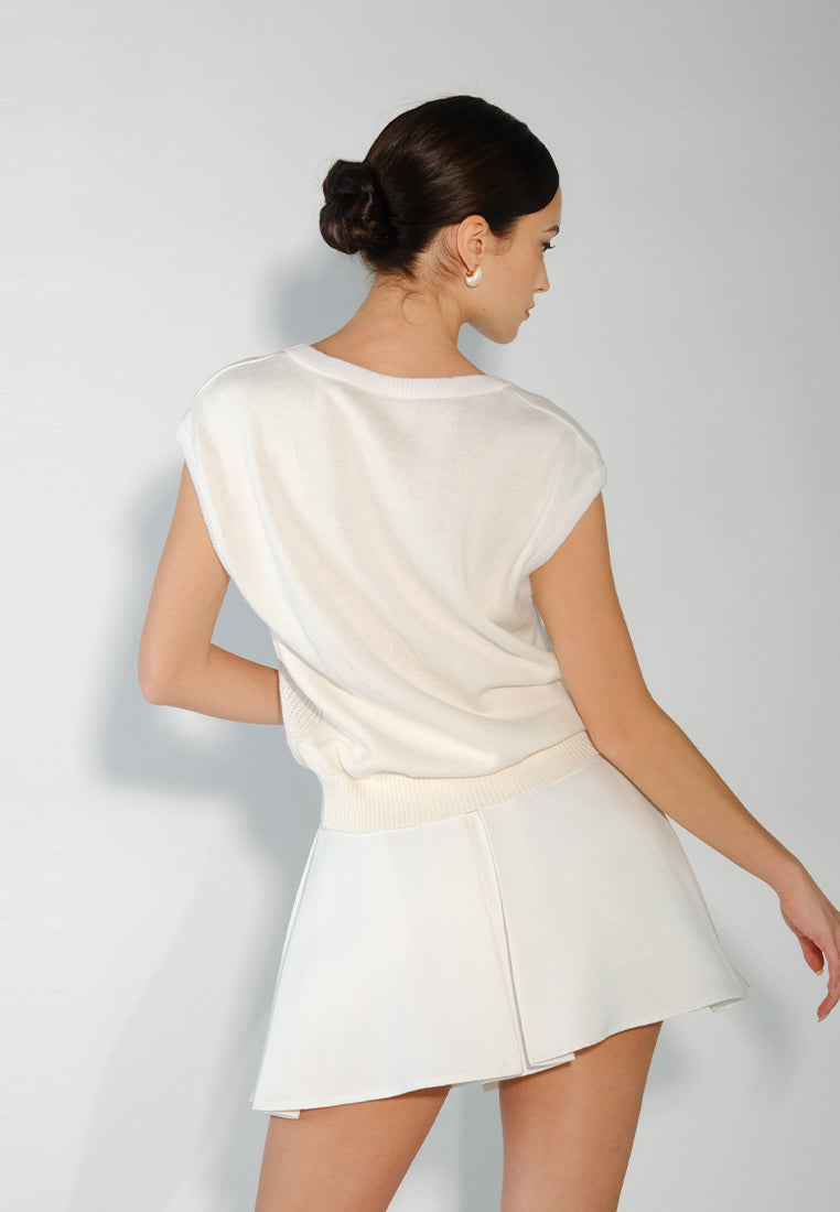 Sari- Sari Allona Short Sleeve Top (Off-white)