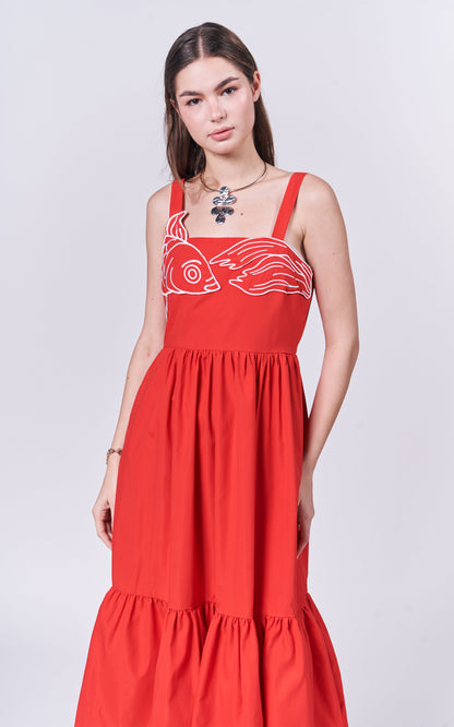 Almare Anemone Sleeveless Dress (Red)