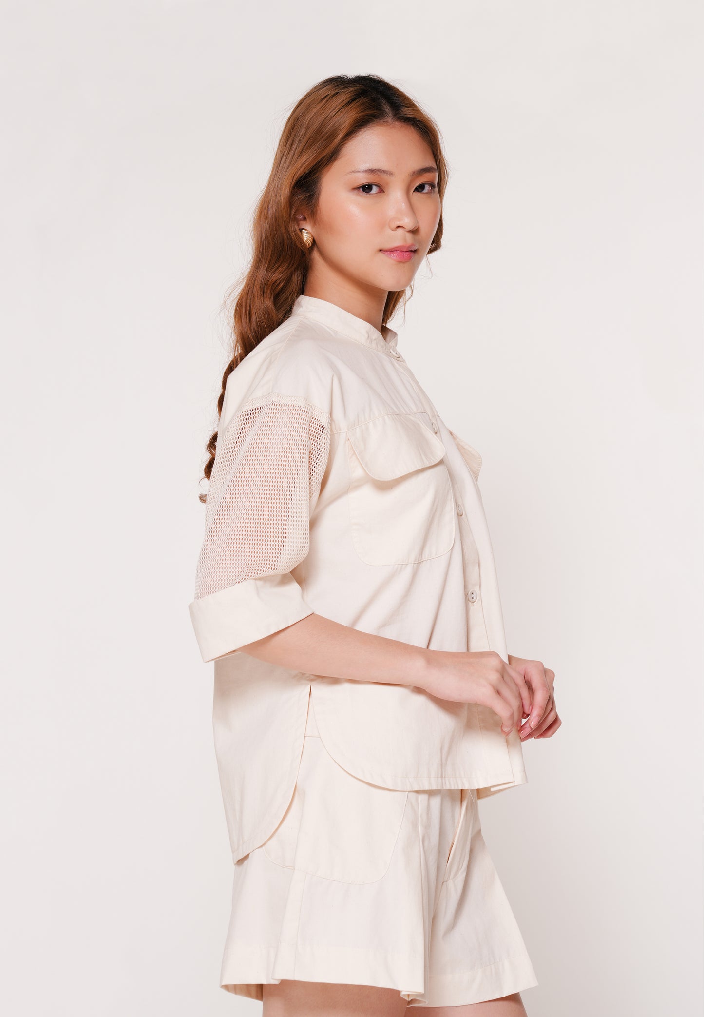 Aris Quarter Sleeve Top (Cream)