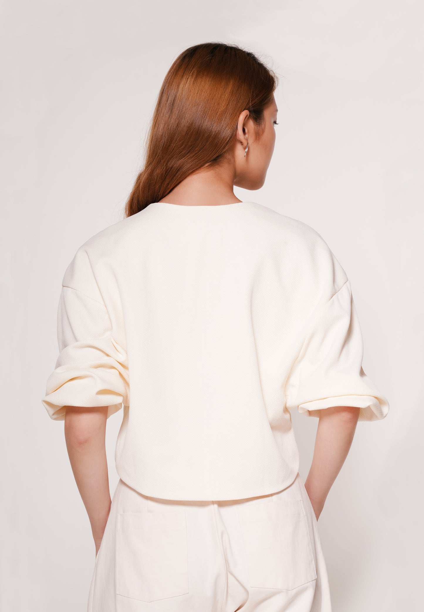 Aven Quarter Sleeve Top(Cream)