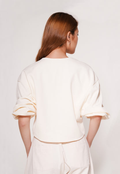 Aven Quarter Sleeve Top(Cream)
