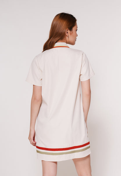 Azra Short Sleeve Dress (Spot Print Beige)