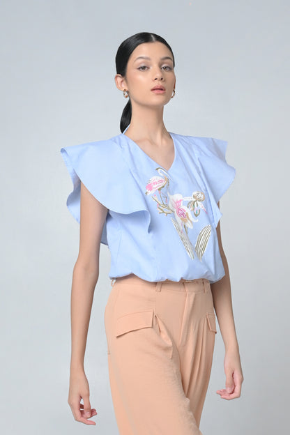 Baisha Short Sleeve Top (P. Blue)