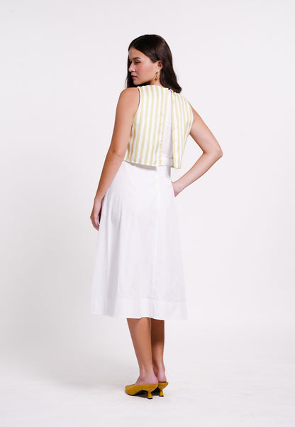 Banks Sleeveless Dress  (Striped White)