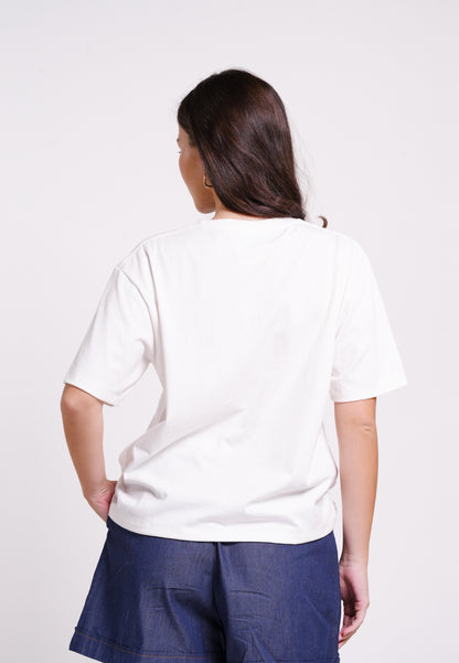 Basil Short Sleeve Shirt Top (Offwhite)