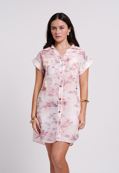 Beaux Short Sleeve Dress (Printed Blush)