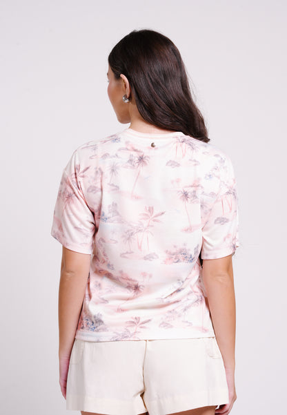 Beaux Short Sleeve Top (Printed Blush)