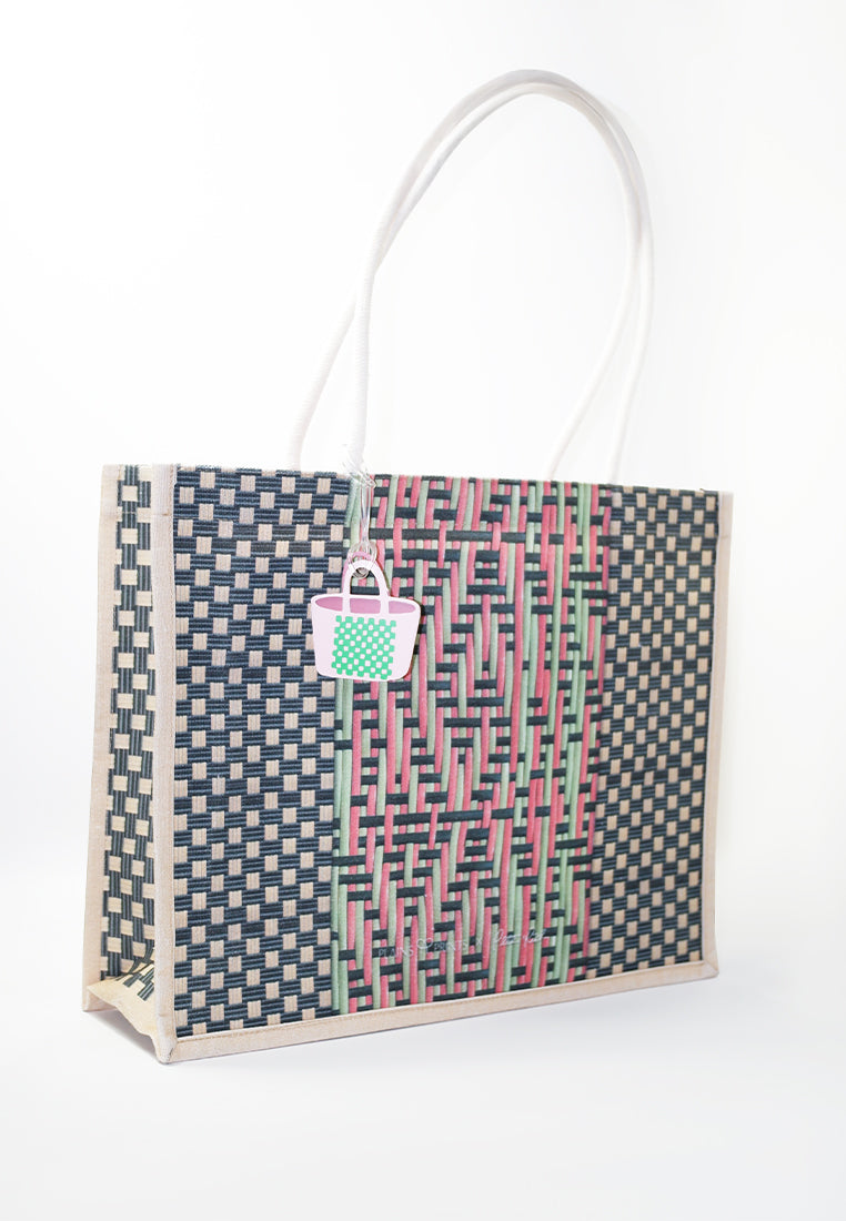 Plains & Prints × Pete Rich Tote Bag W/ Charm (Pink/Green)