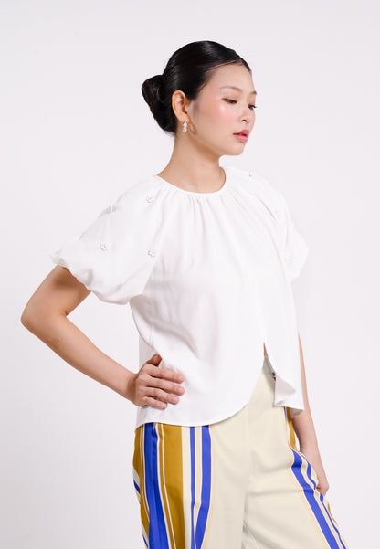 Bence Short Sleeve Top (White)