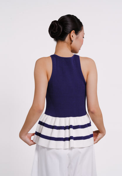 Benzon Sleeveless Top (Navy/White)