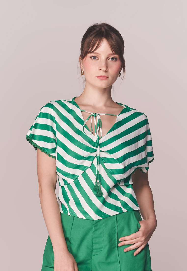Solstice Bersch Short Sleeve Top (Green/White)