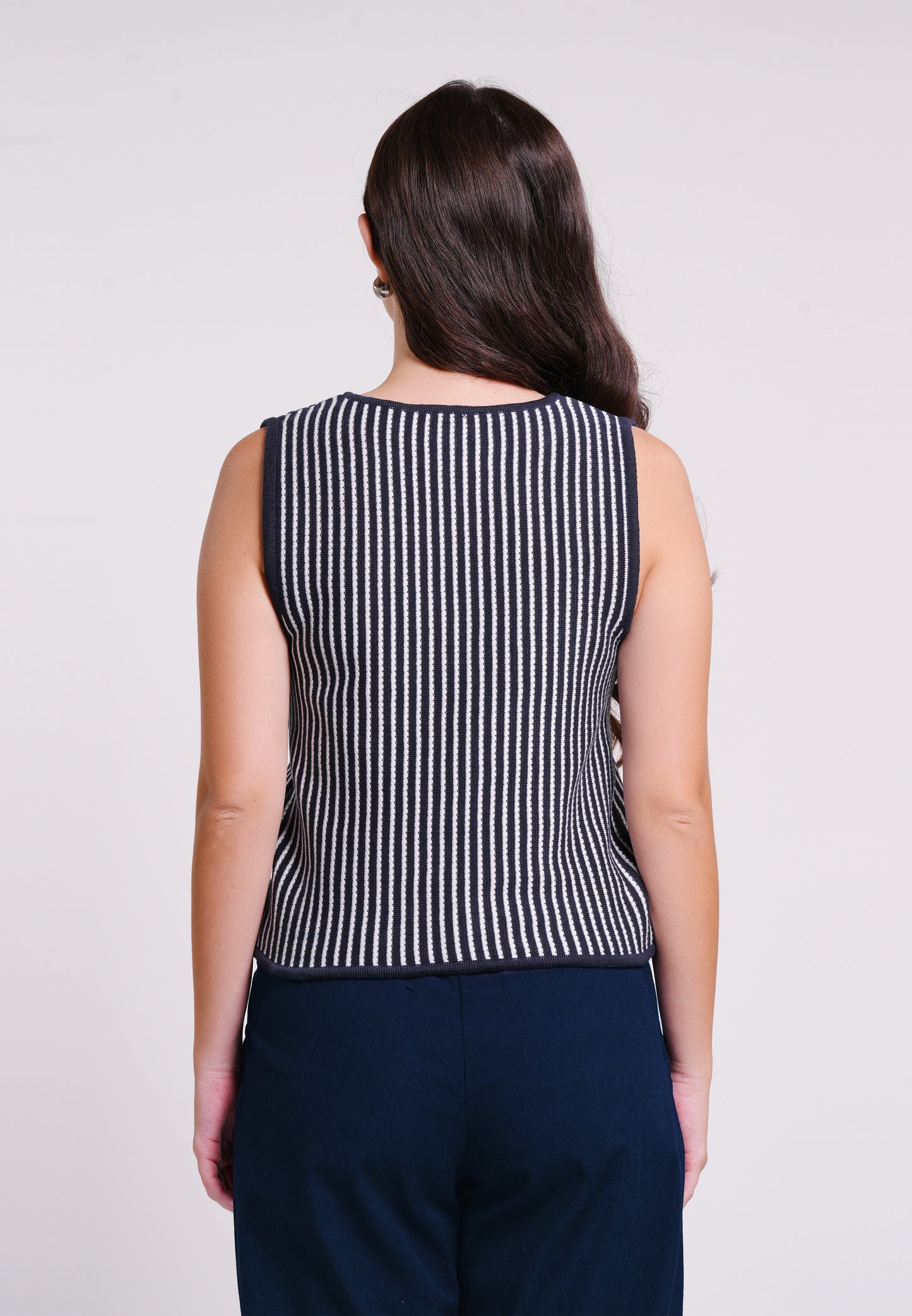 Bobz Sleeveless Top (Striped Navy)