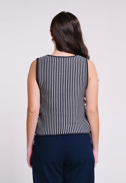 Bobz Sleeveless Top (Striped Navy)