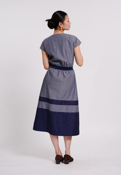 Boriz Extended Sleeve Dress  (Dnm Blue)