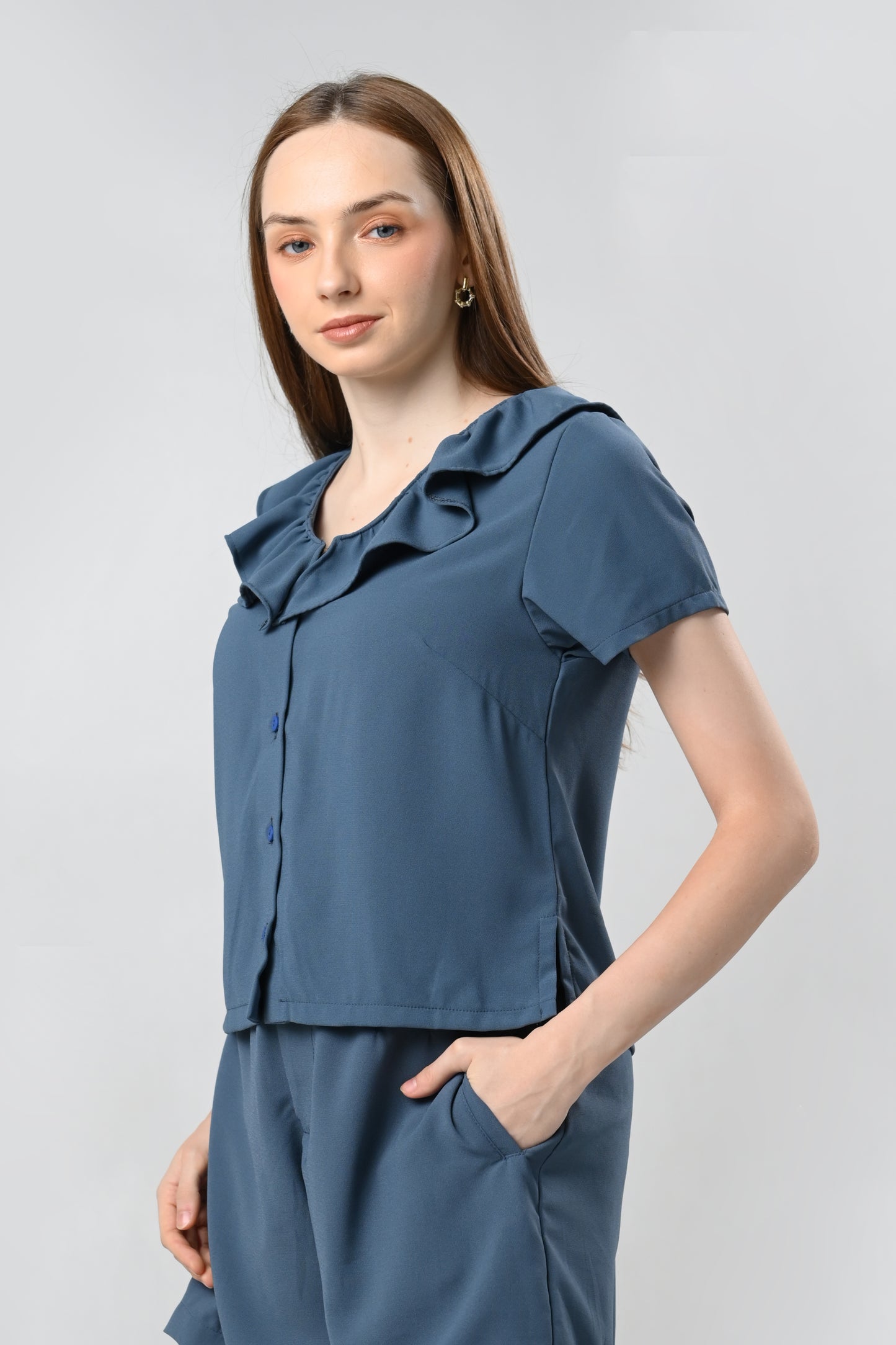 Cadette Short Sleeve Top (Teal Blue)