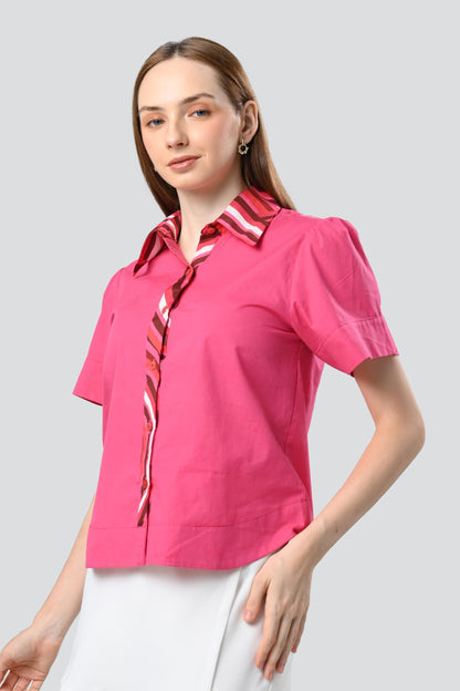 Caleen Short Sleeve Top (Fuschia)