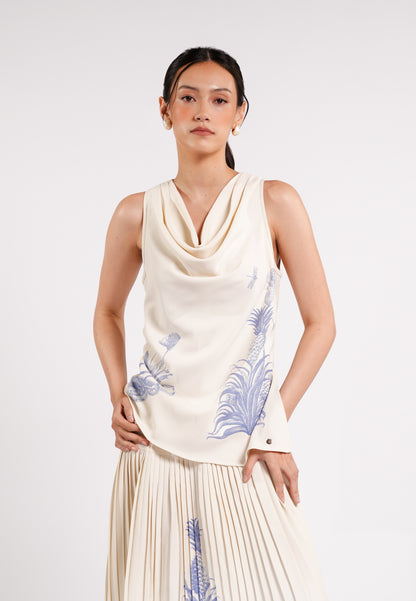 Cameron Sleeveless Top (Spot Print Cream)