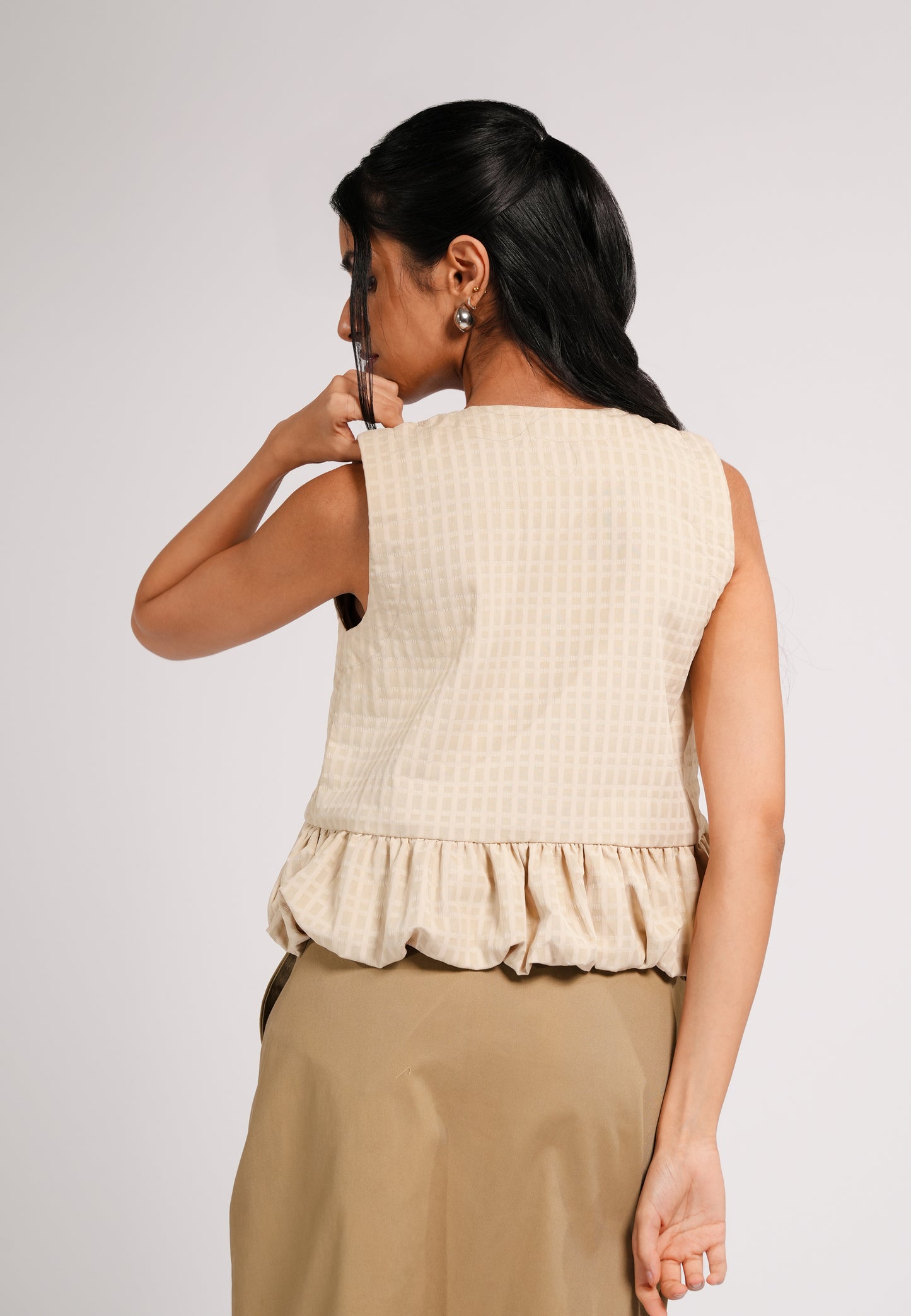 Cara Sleeveless Top (Beige)