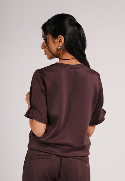 Carie Short Sleeve Top (Choco Brown)