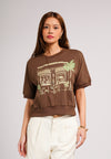 Carmelo Short Sleeve Top (Spot Print Brown)