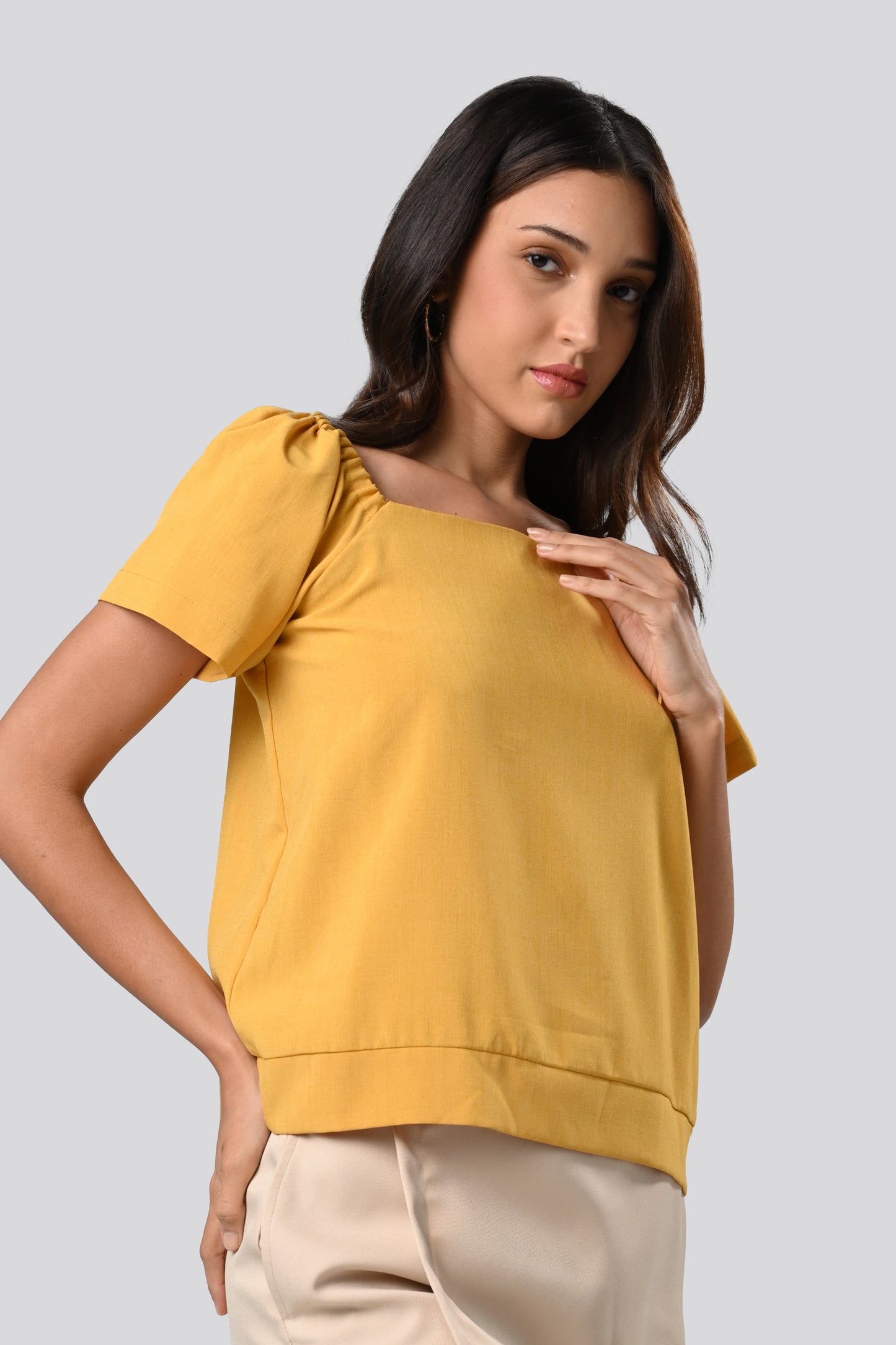 Carsie Short Sleeve Top (Mustard)