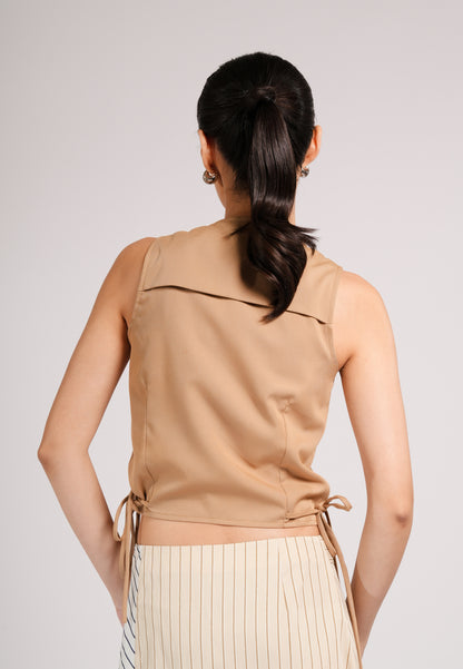 Carson Sleeveless Top (Khaki)